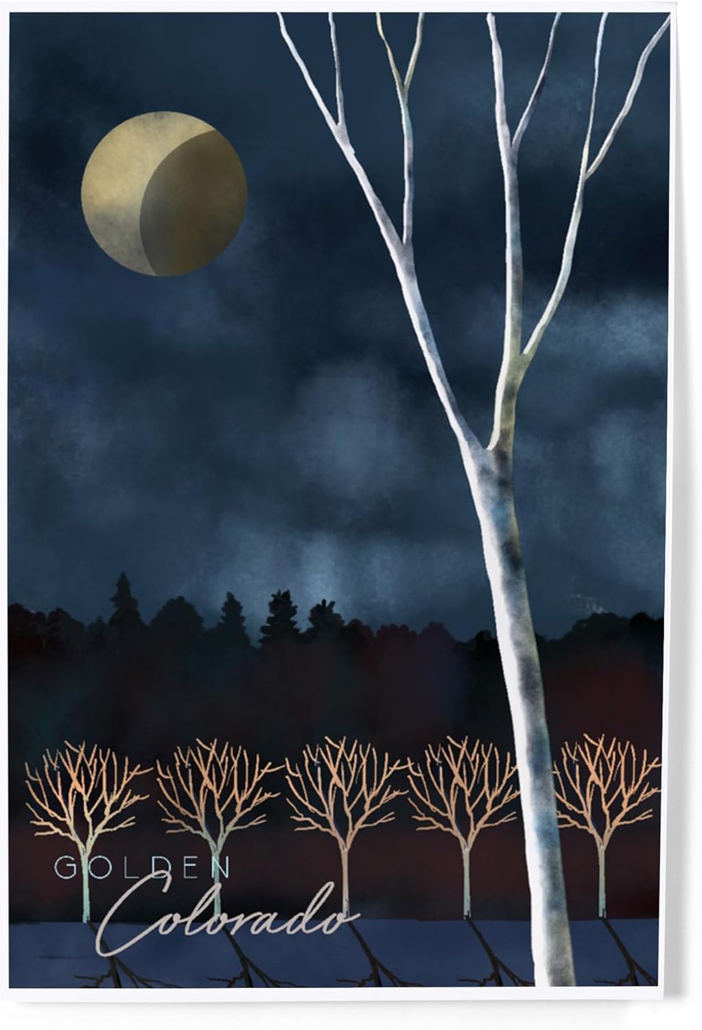Lantern Press 8x12 Art Print Winter Night Sky