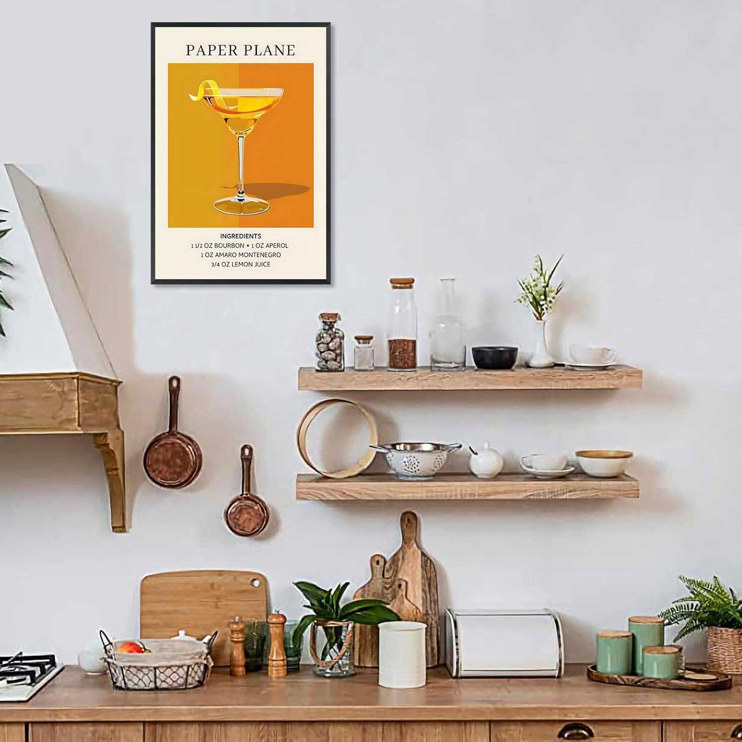 Vintage Cocktail Poster 12x16in Framed Wall Art