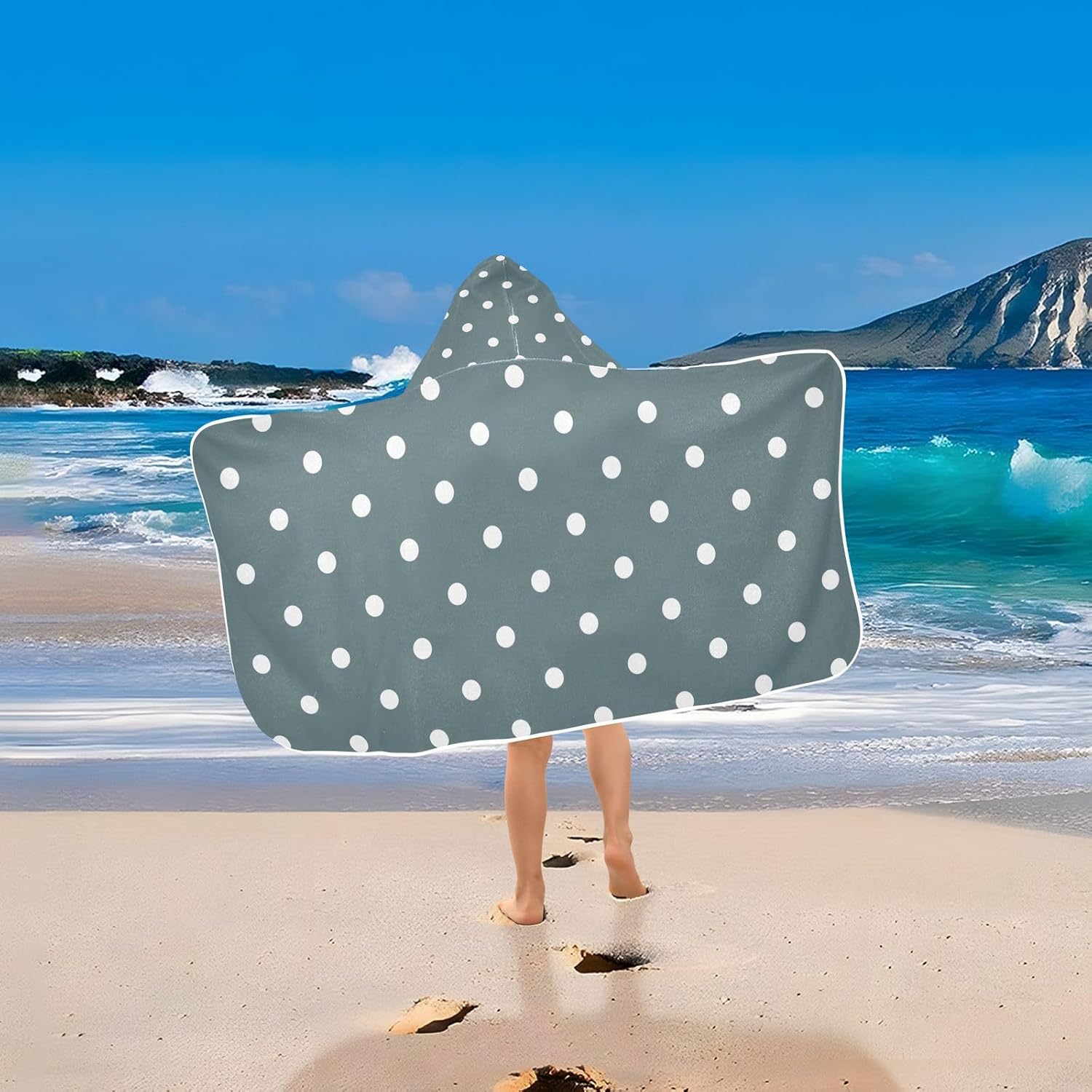 CHIFIGNO White Polka Dots Beach Towel for Kids