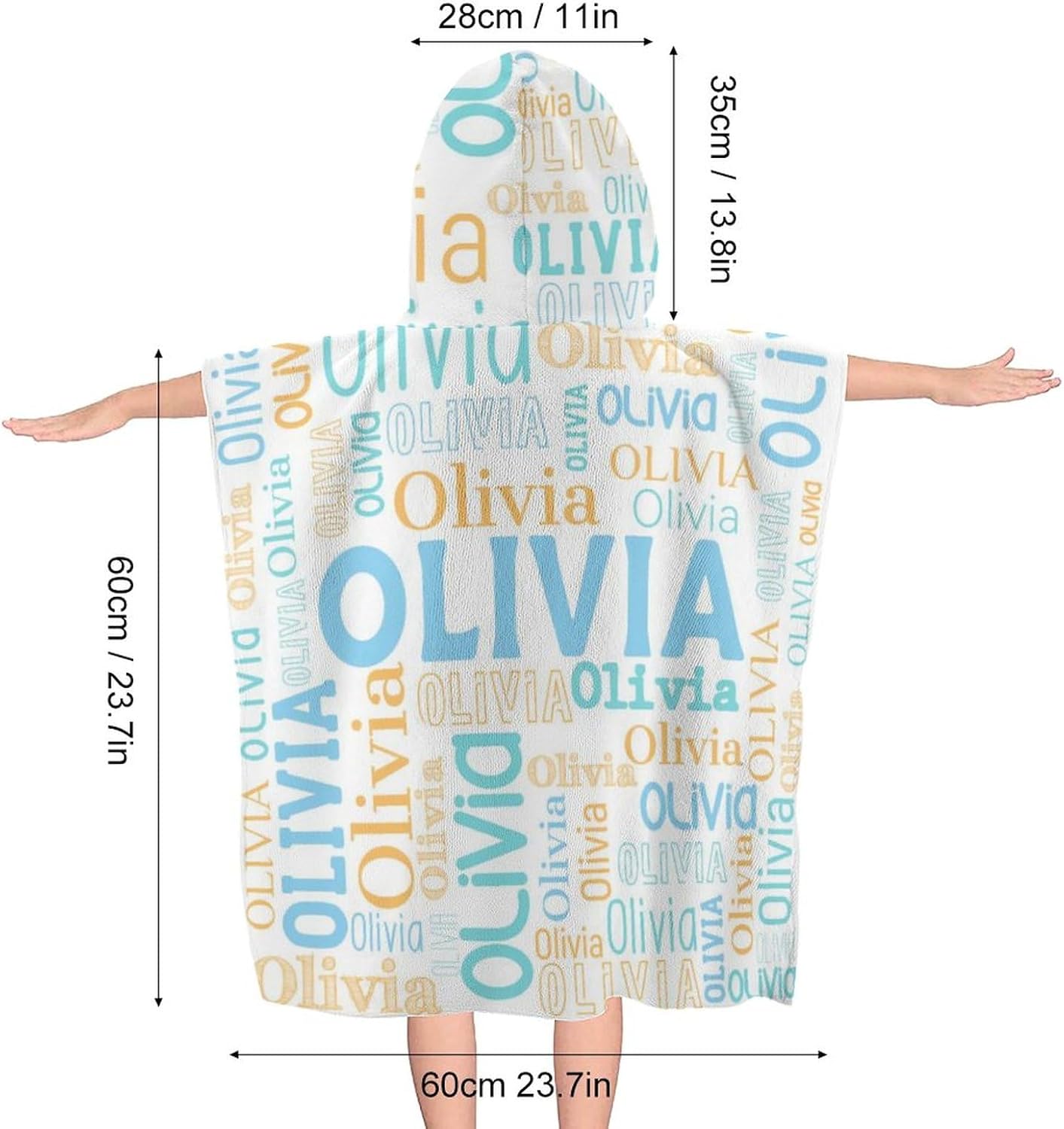 Husguciy Personalized Kids Bath Towel with Hood