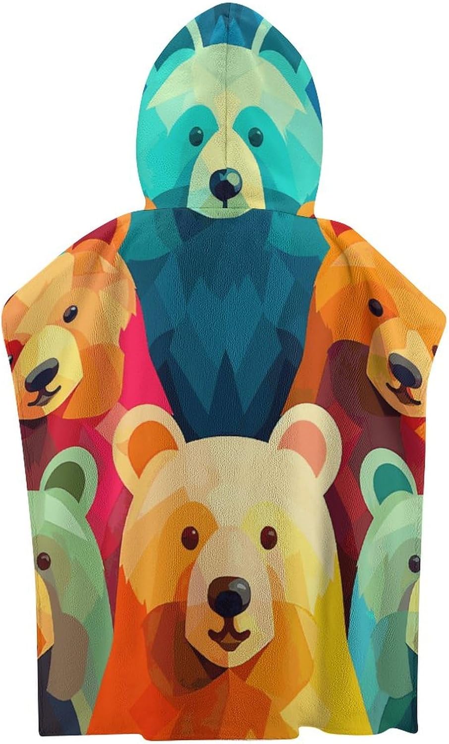 Colorful Bear Hooded Bath Towel for Kids
