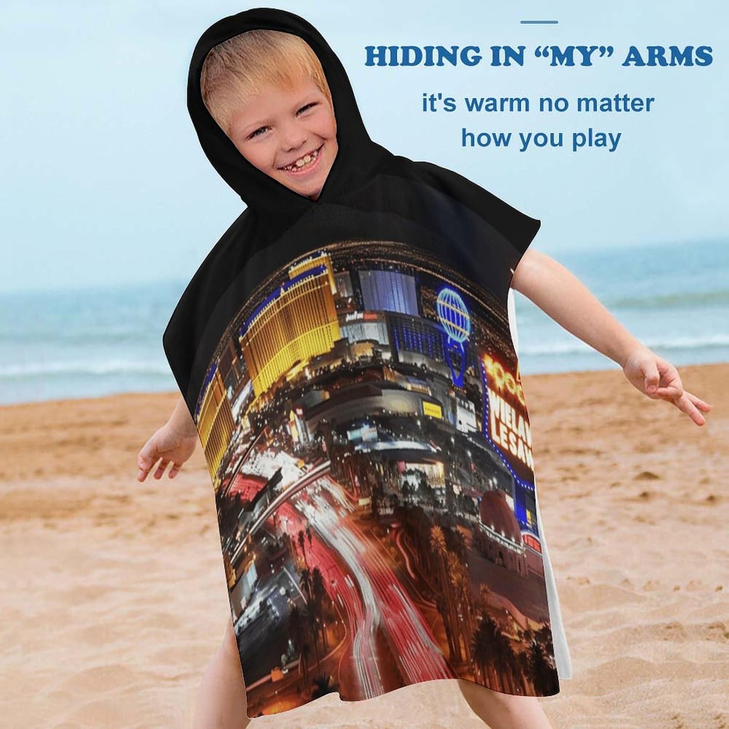 Kids Bath Towel with Las Vegas Night City Print