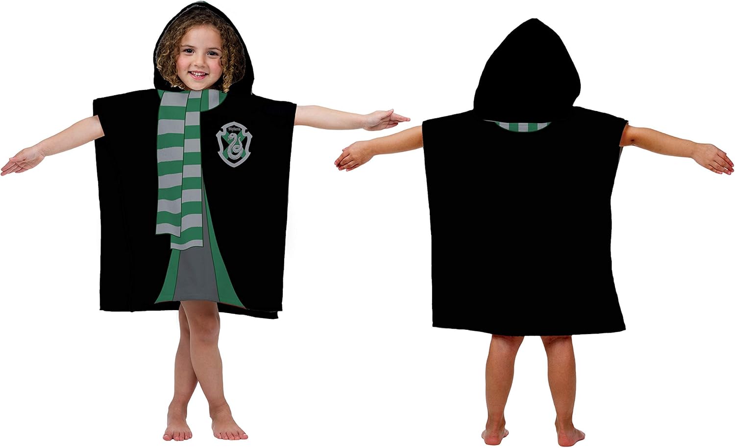 Jay Franco Harry Potter Slytherin Kids Bath Poncho - Super Soft Cotton Towel