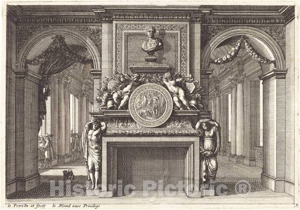 Art Print Jean Lepautre Fireplaces and Interior Decorations 36x24