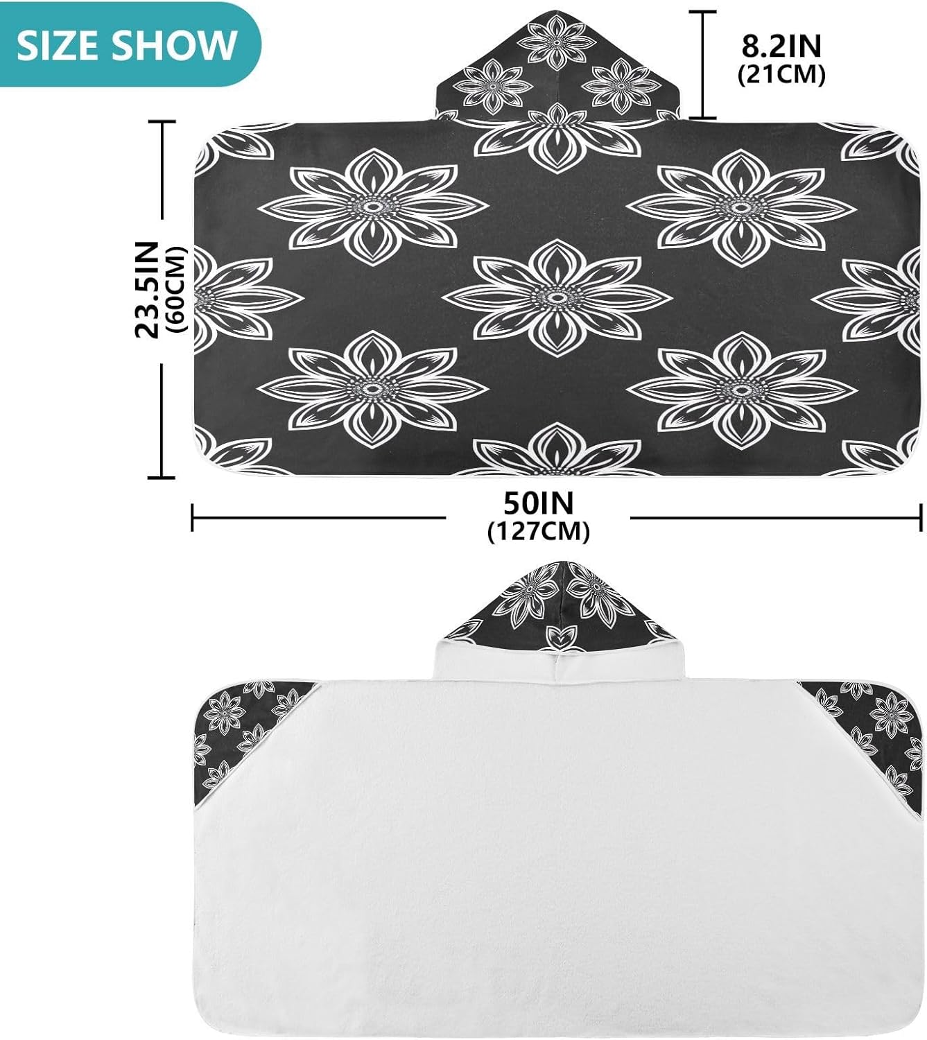 Msyxl Simple Flower Pattern Hooded Kids Bath Towel