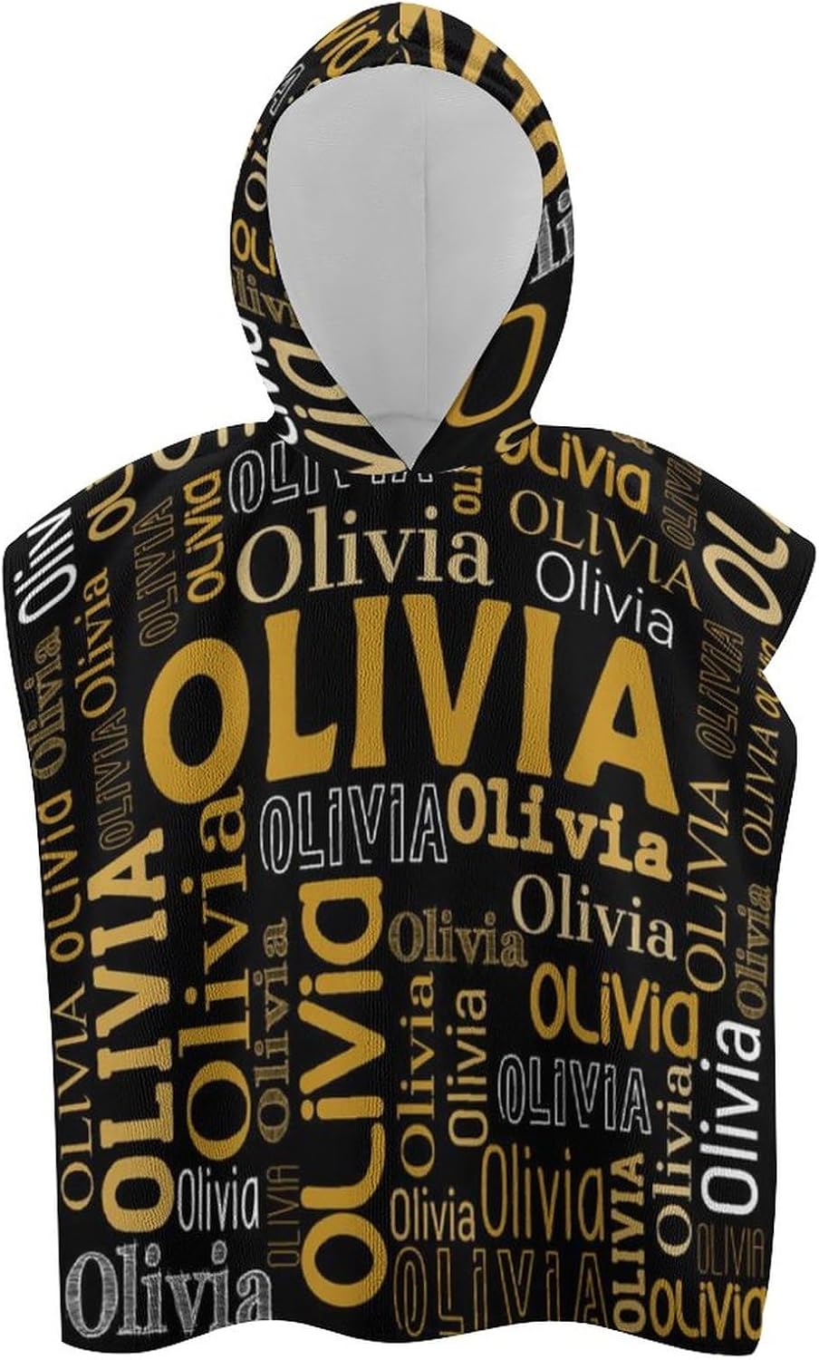 Husguciy Personalized Hooded Towel for Kids Black