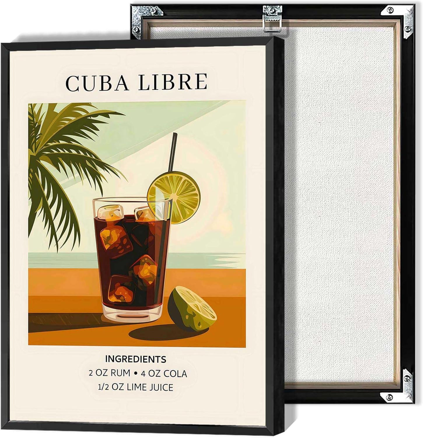 Cocktail Poster Colorful College Style Framed 12x16in