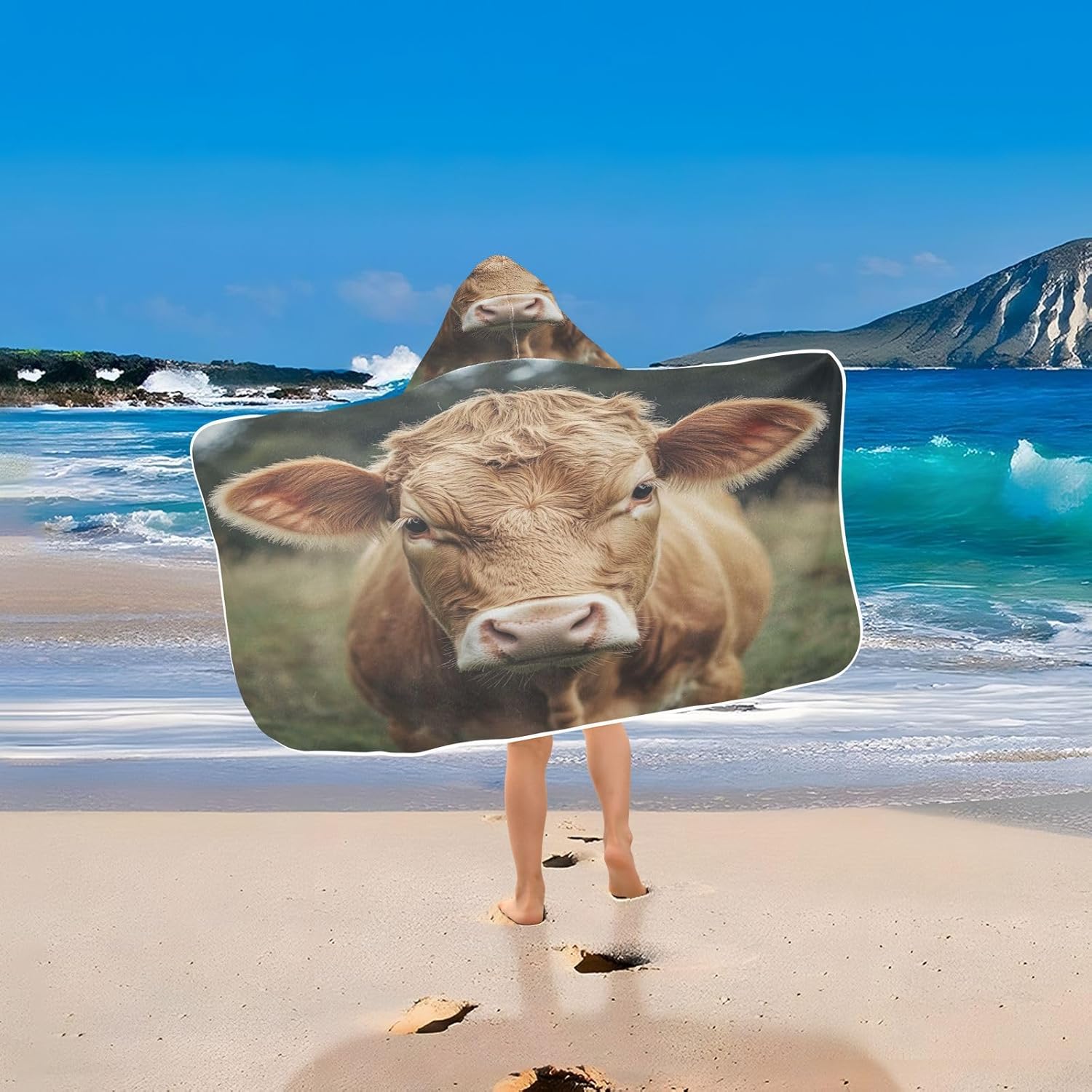 Kigai Cute Cow Hooded Bath Towel for Kids
