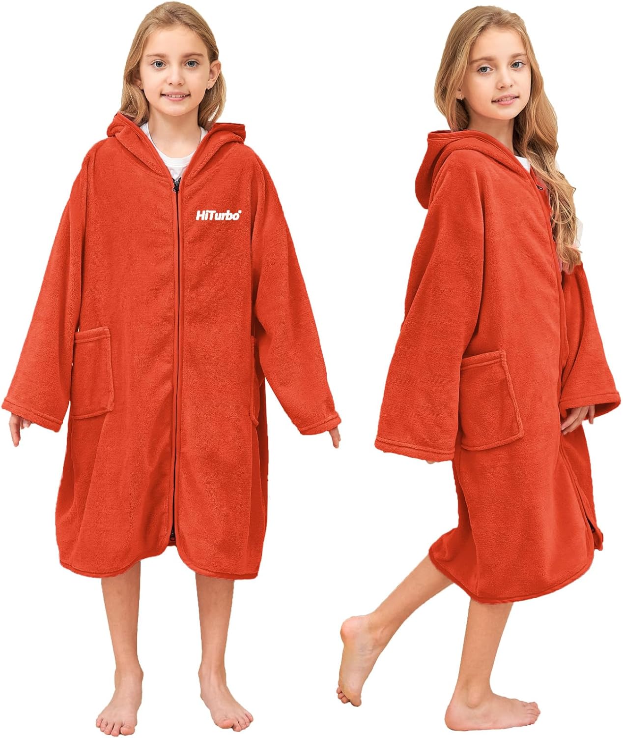 Hiturbo Kids Bath Towel Hoodie Warm Fleece Changing Towel