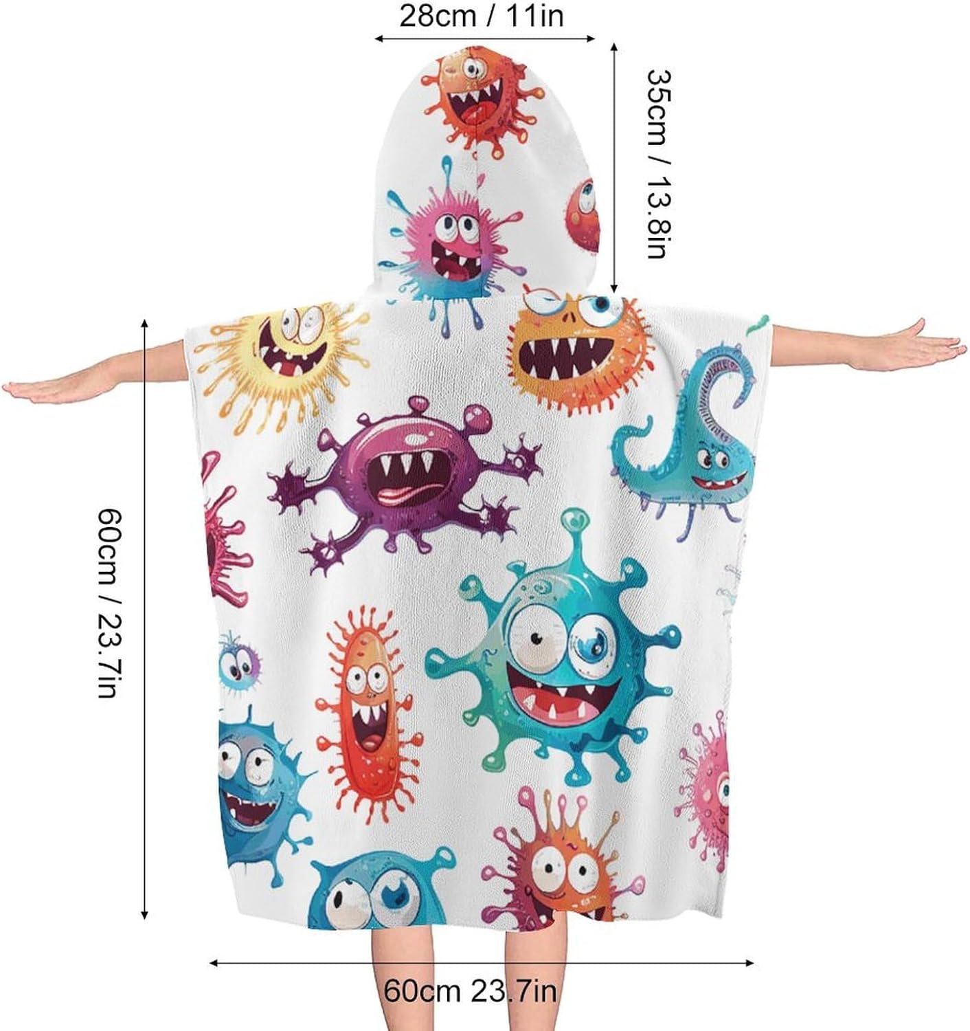 Kids Hooded Bath Towel with Cartoon Design