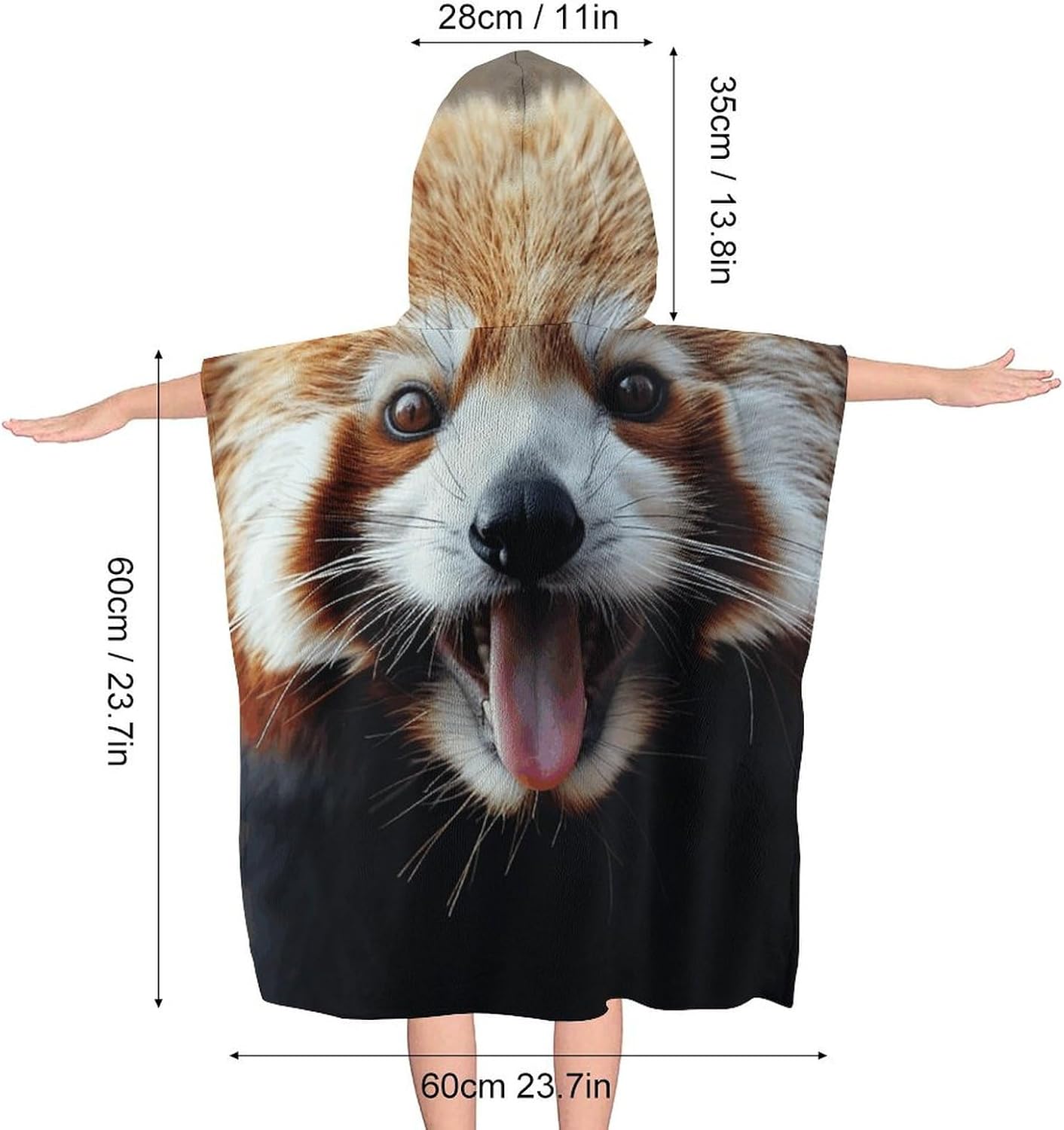 Kids Hooded Bath Towel with Sticking Out Tongue Print