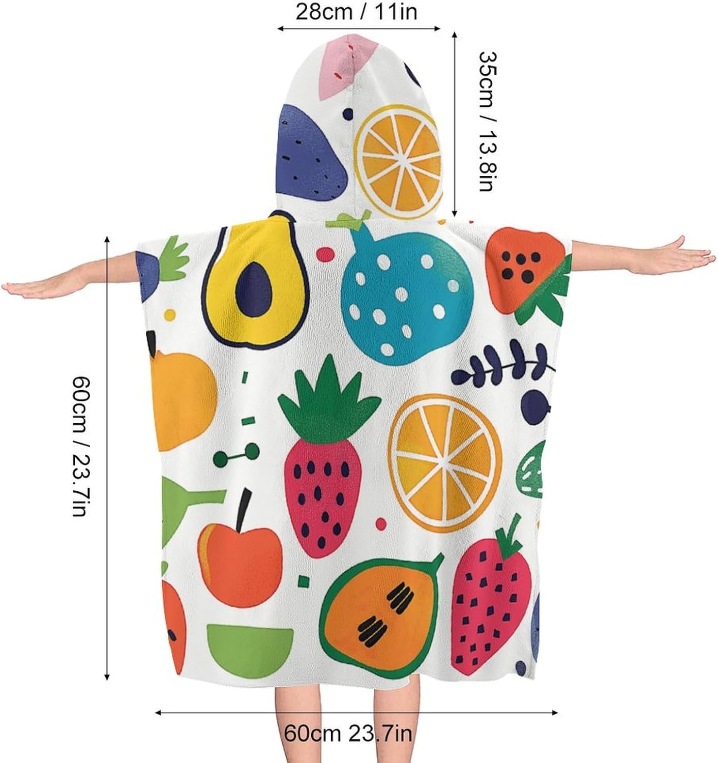 Kids Hooded Bath Towel with Fruit Print