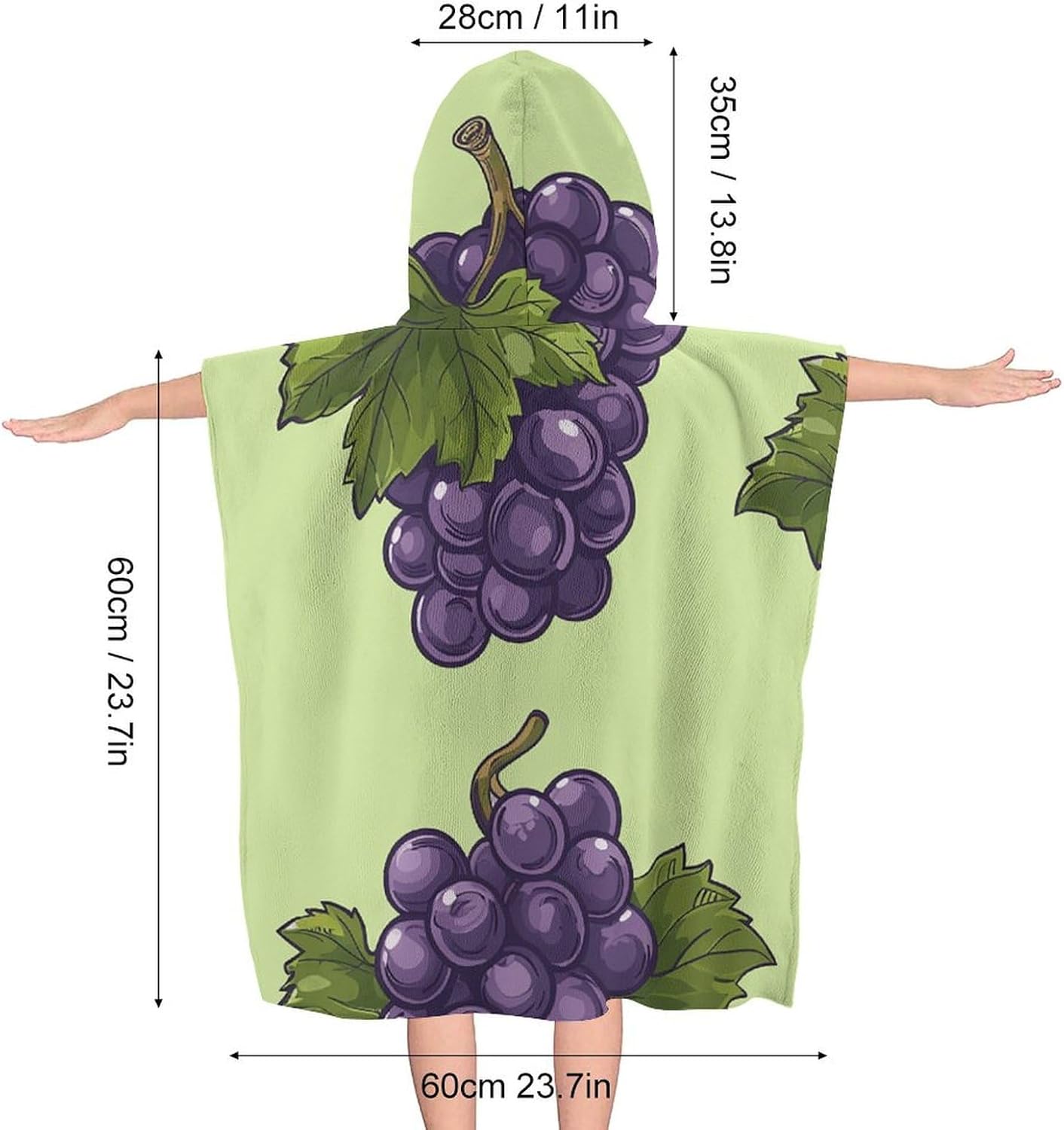 YTDRZ Kids Hooded Bath Towel with Grapes Print