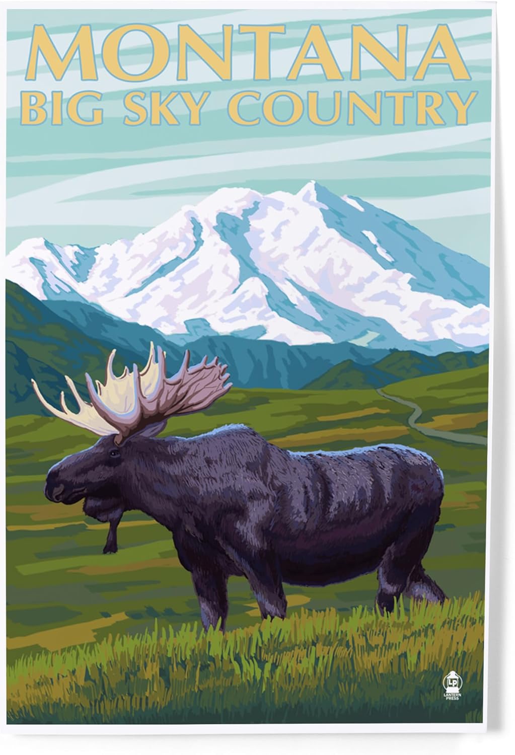 Lantern Press 8x12 Art Print Montana Big Sky Country Moose Mountain