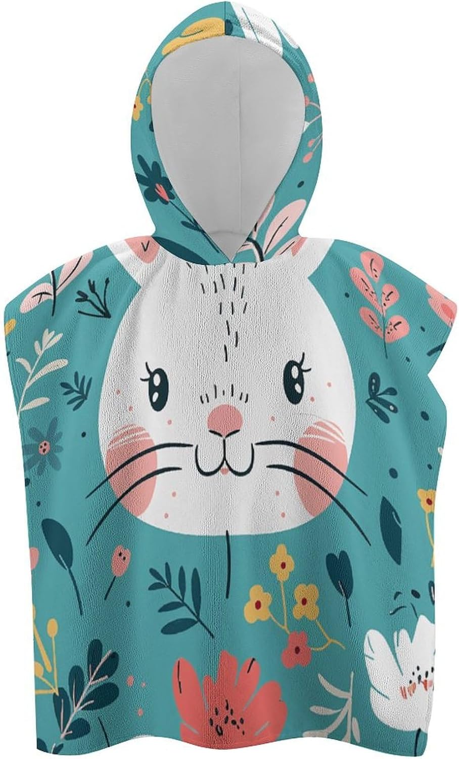 Kids Hooded Bath Towel with Cartoon Rabbit Design