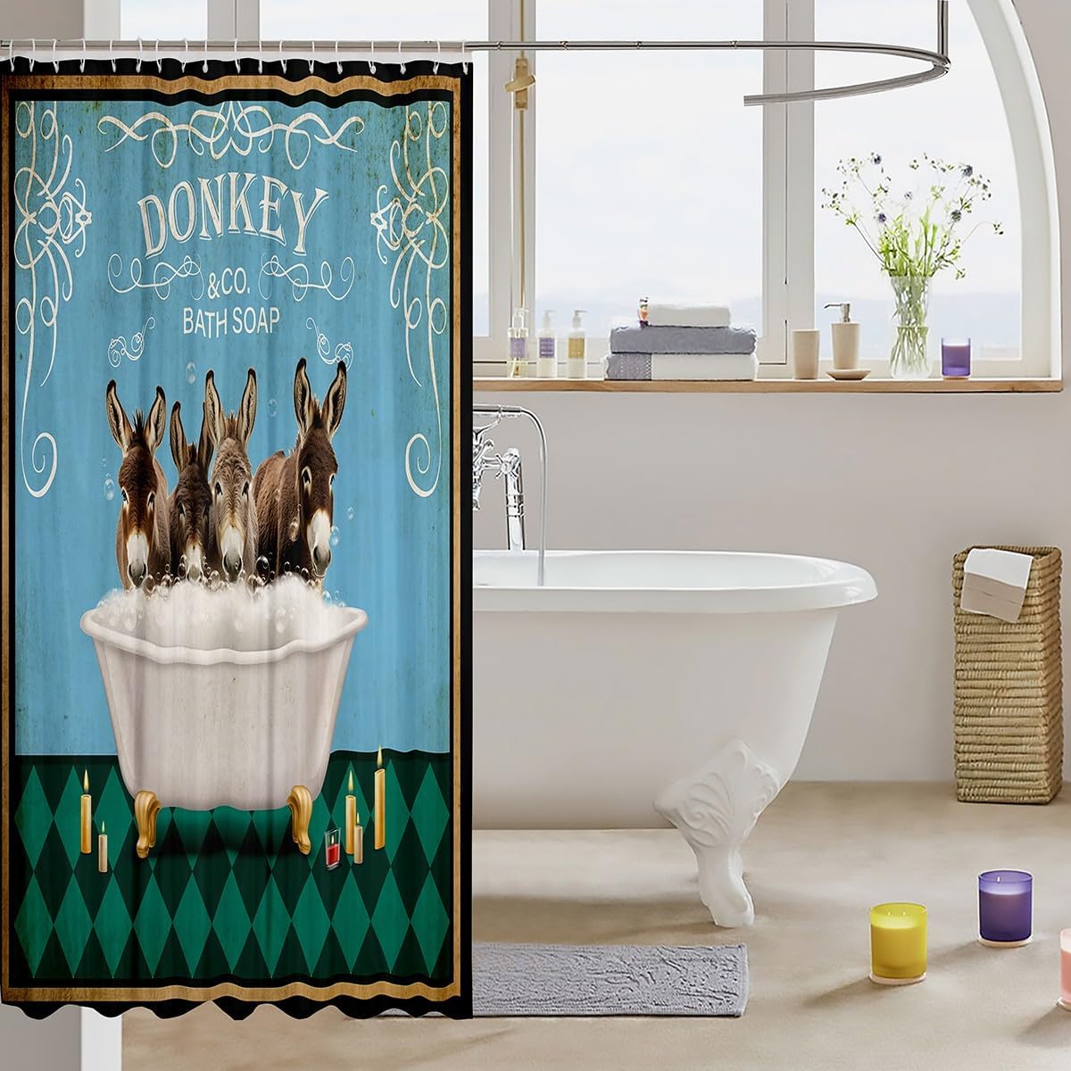Cute Donkey Shower Curtain for Kids