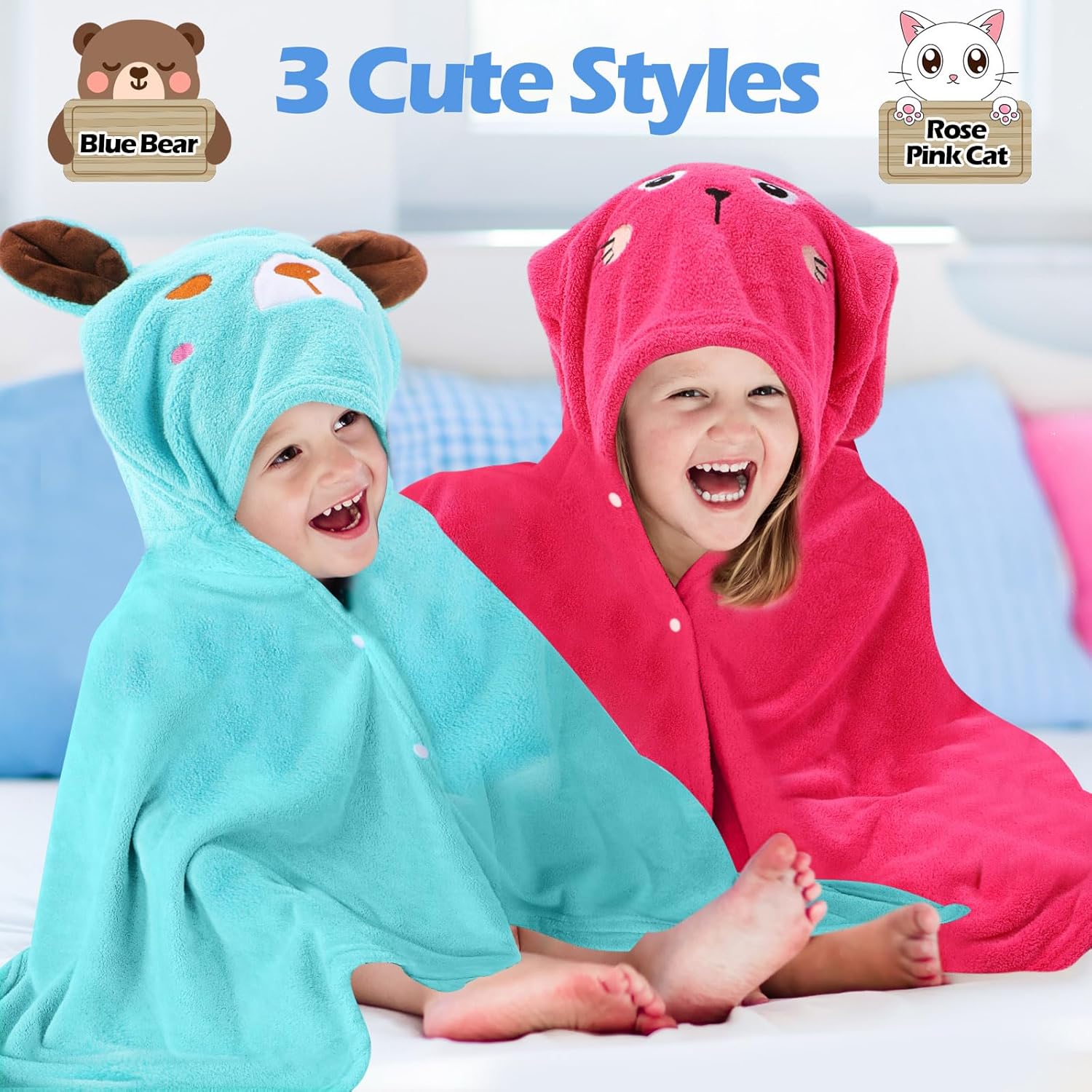 Moukeren 3 Pcs Hooded Towel for Kids