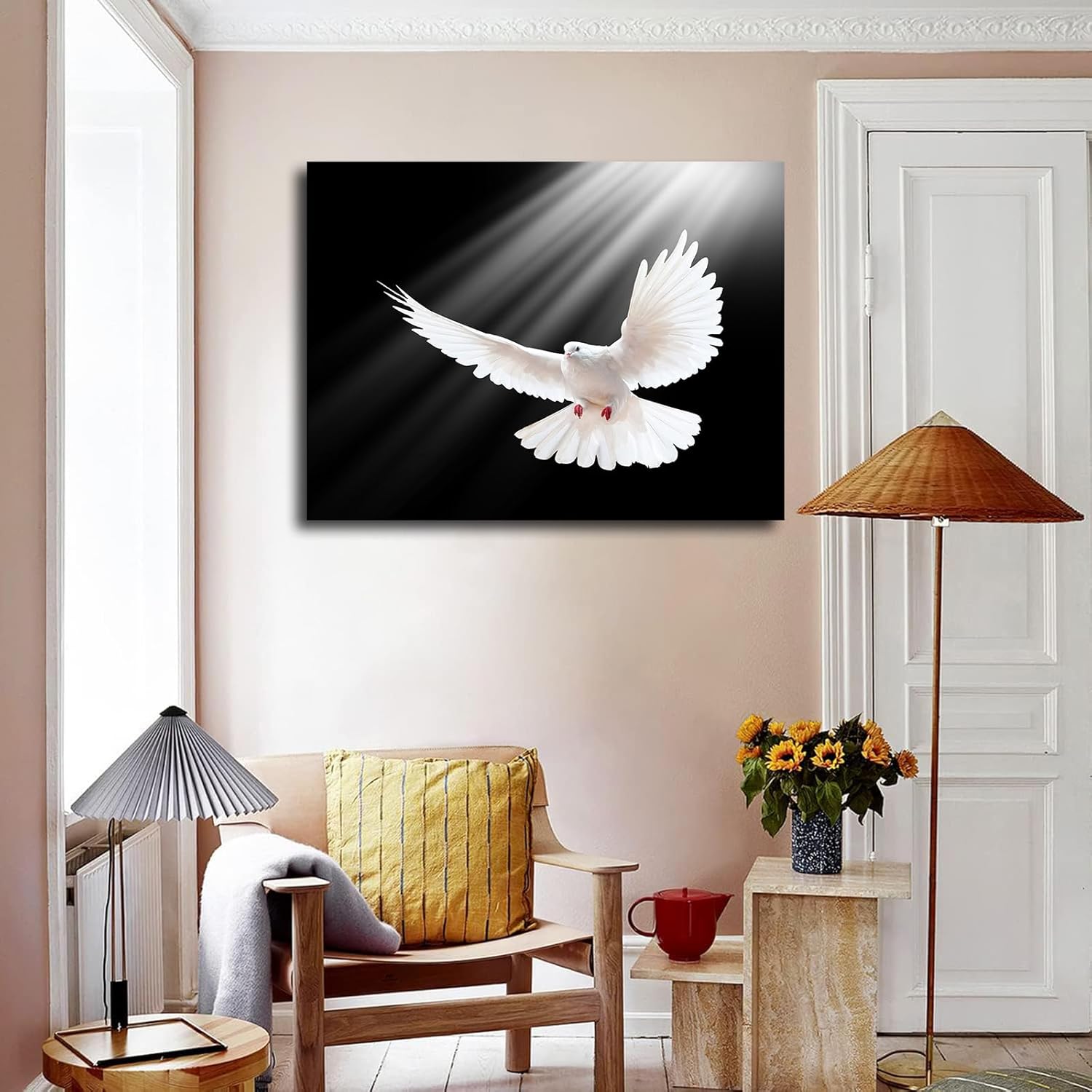 White Dove Holy Spirit Canvas Wall Art Poster Print
