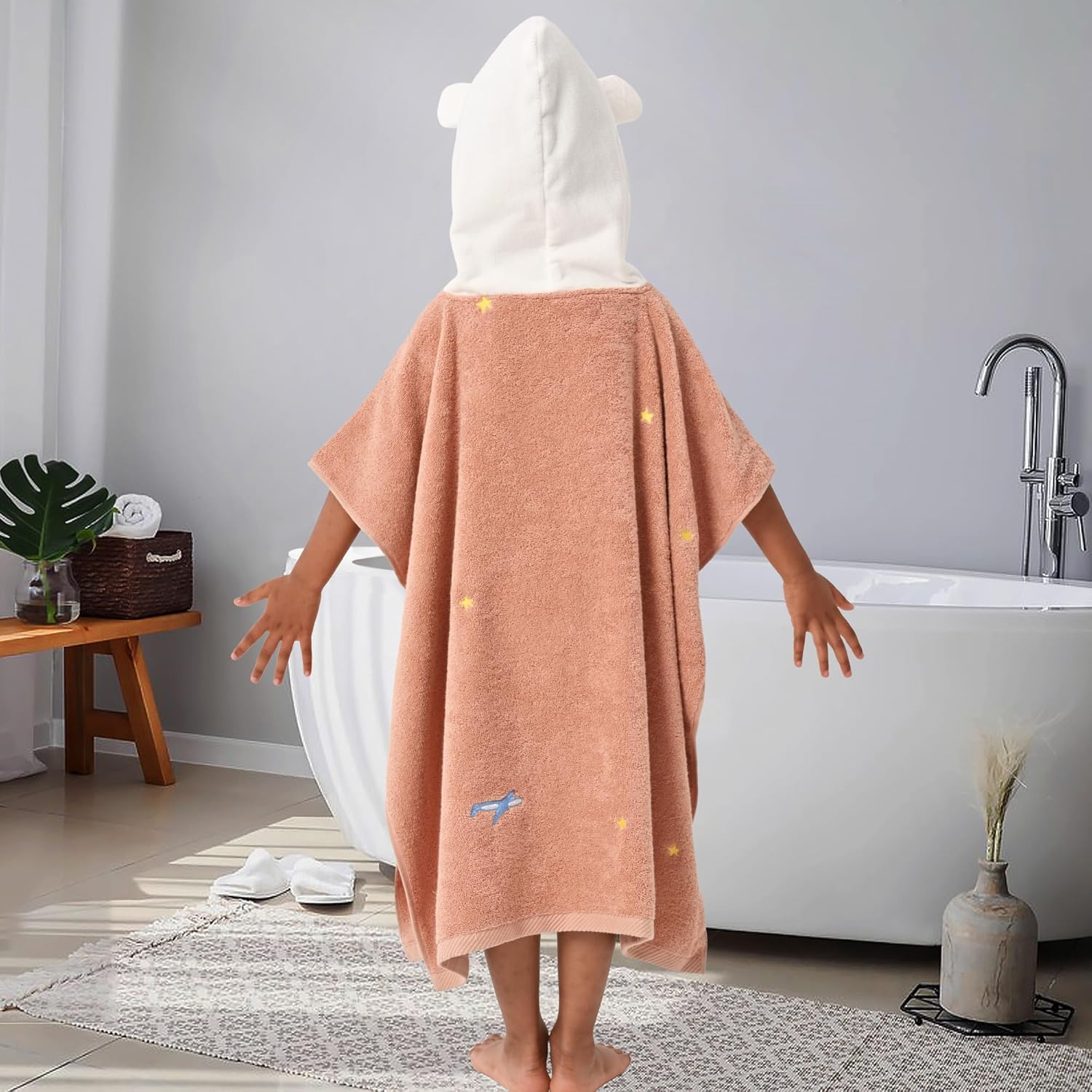 VOOVA MOVAS Toddler Bath Towel Set - 3-6 Years Cute Bear Design