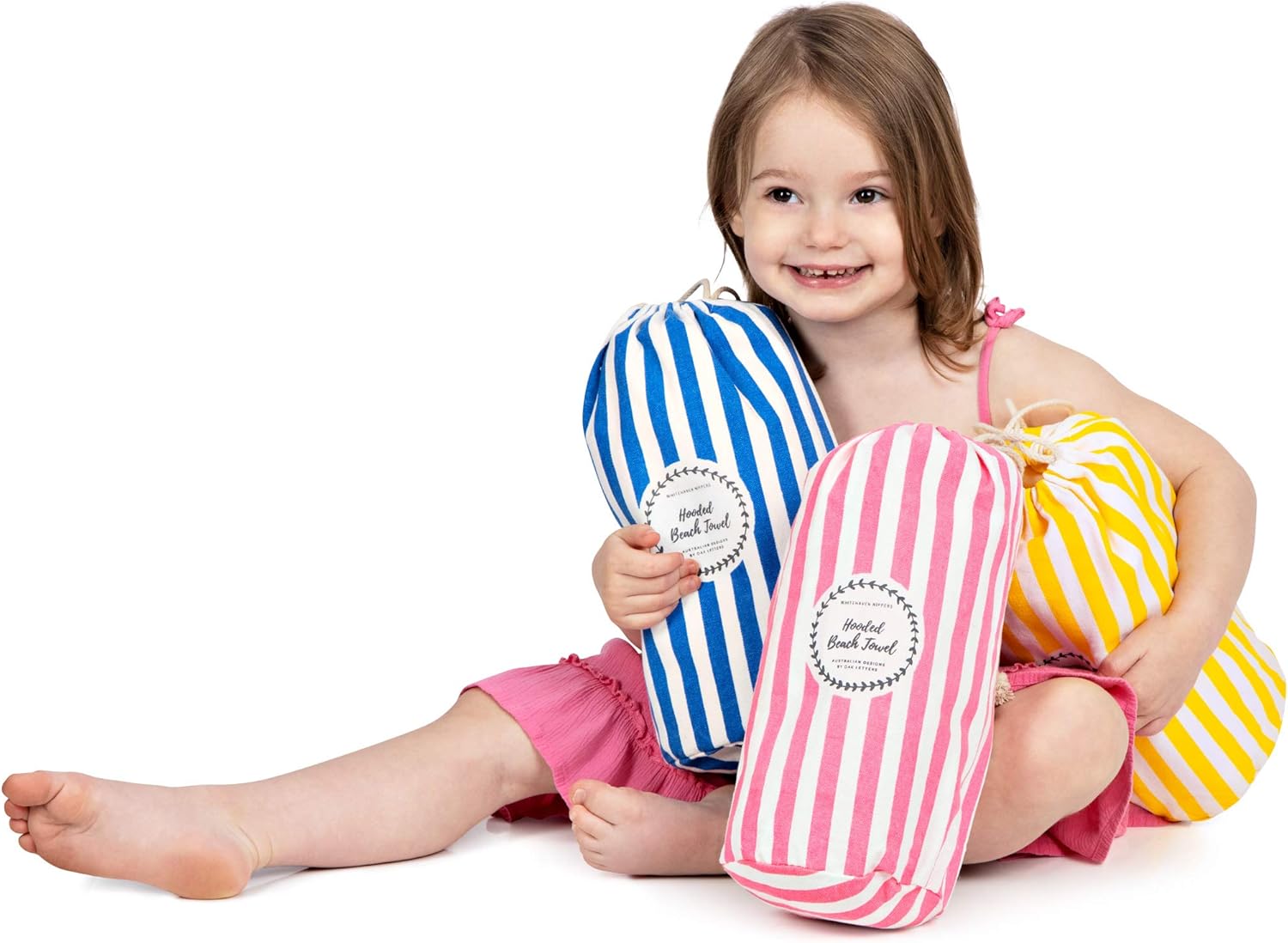 Premium Hooded Beach Towel for Kids 3-10 Starfish Pink