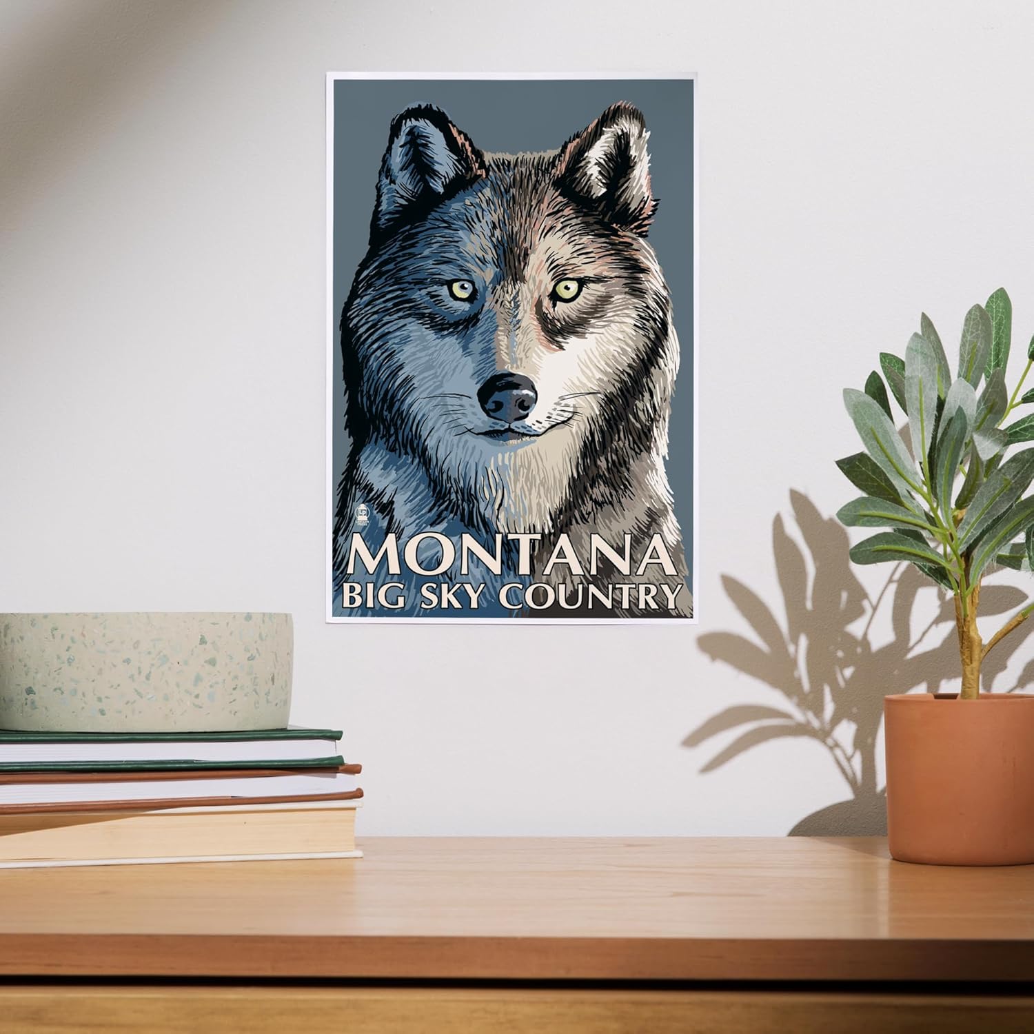 Lantern Press 8x12 Wolf Art Print Montana Big Sky