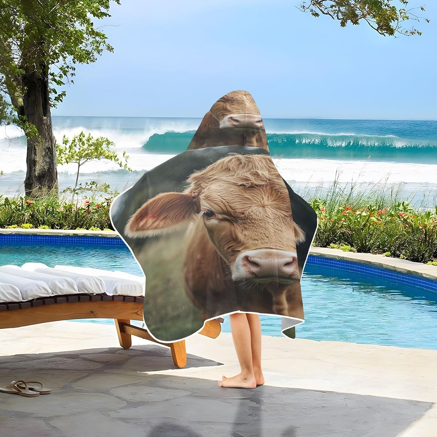 Kigai Cute Cow Hooded Bath Towel for Kids