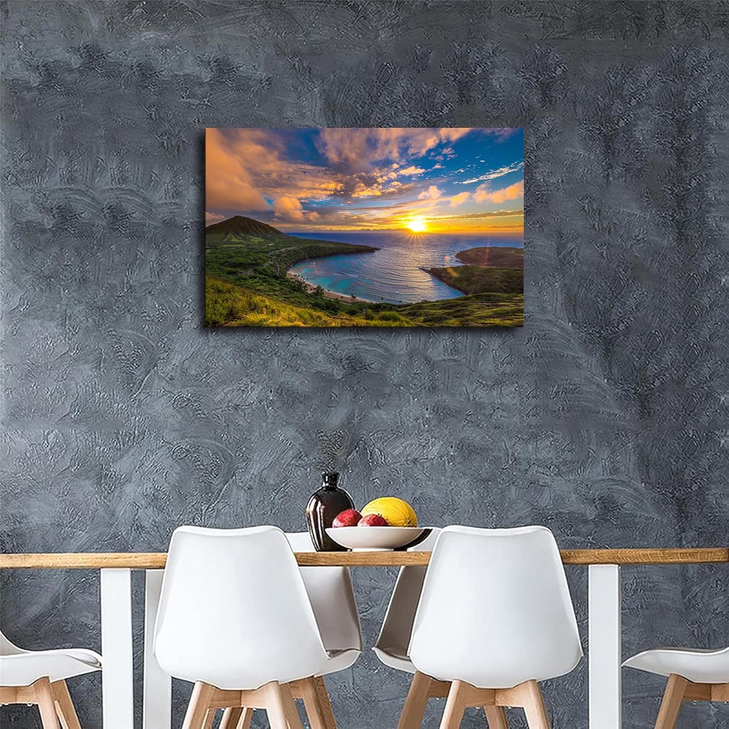 Sunrise at Hanauma Bay Landscape Poster Canvas Print 20x30 Framed