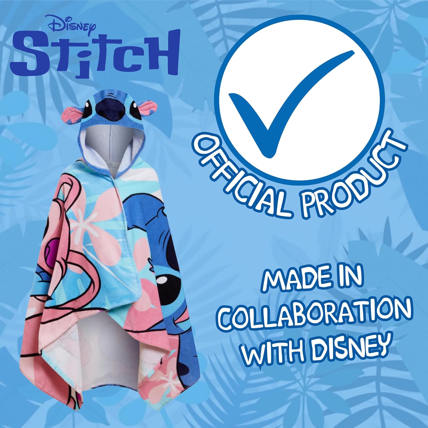 Disney Stitch Hooded Towel Poncho for Kids