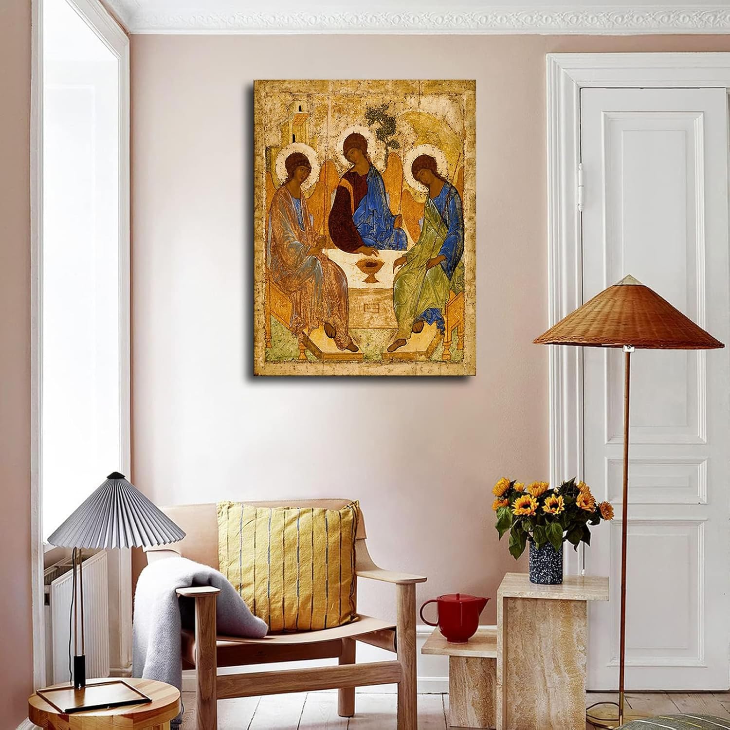 Holy Trinity Painting Poster Canvas Wall Art Framed 12x16 Inch