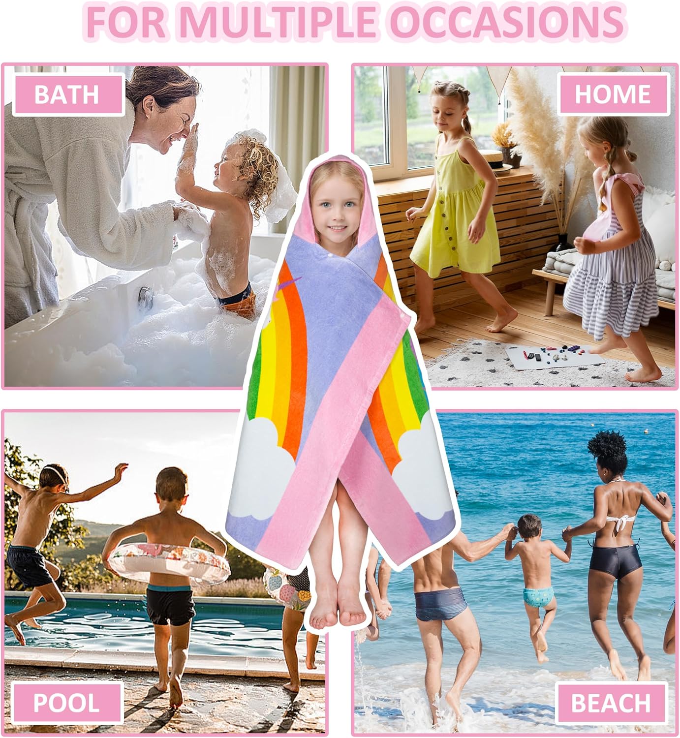 Kids Hooded Bath Towel - Soft Thick 100 Cotton