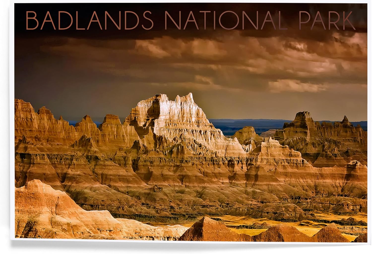Lantern Press 8x12 Art Print Badlands National Park Stormy Sky
