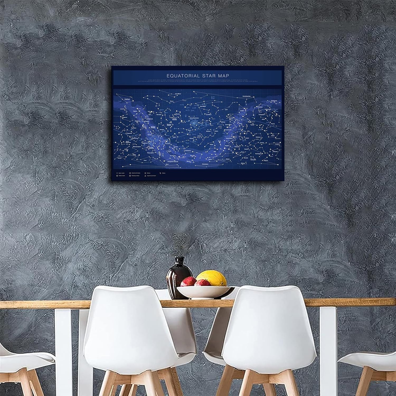 Highly Detailed Equatorial Star Map Poster Canvas Wall Art Framed