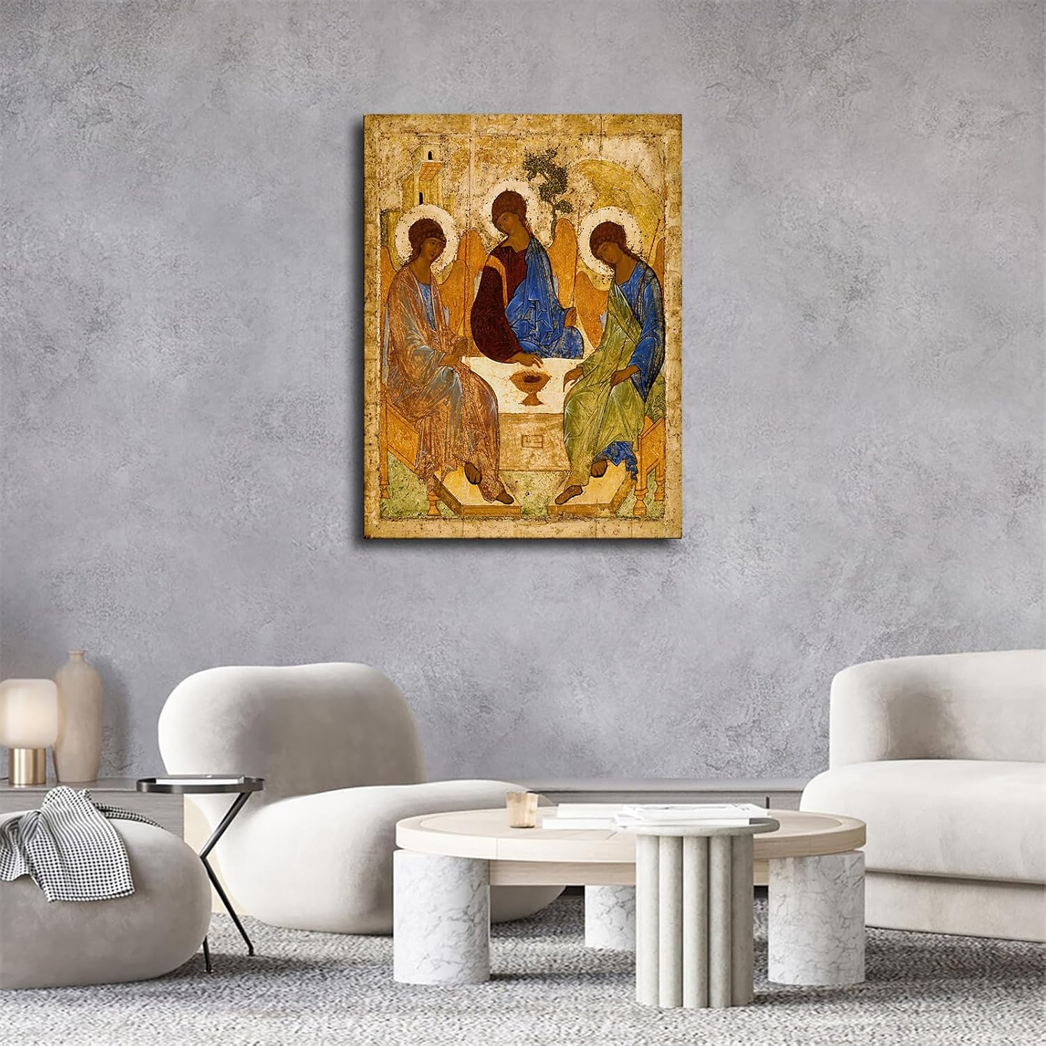 Holy Trinity Painting Poster Canvas Wall Art Framed 12x16 Inch