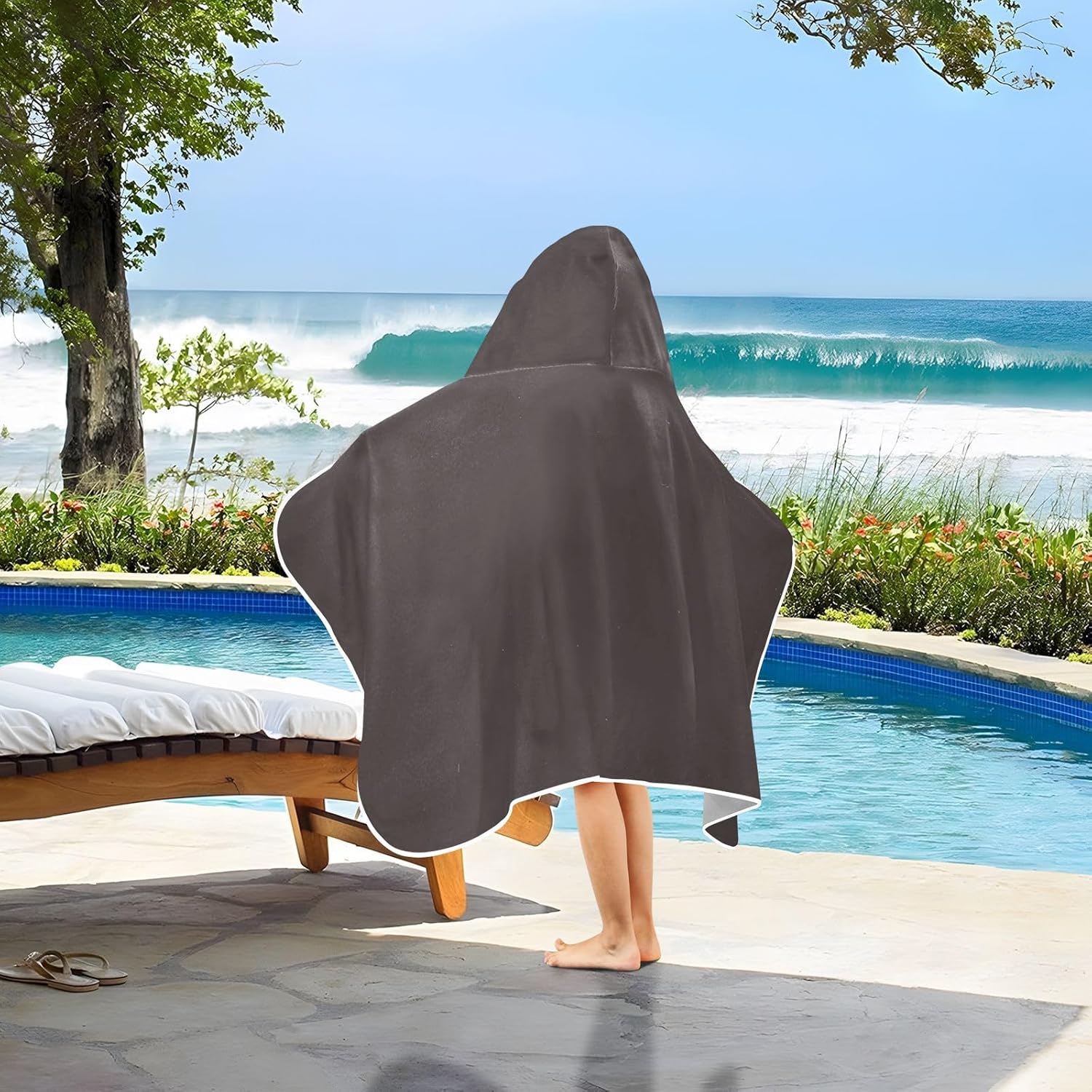 Xigua Coffee Color Kids Hooded Towel