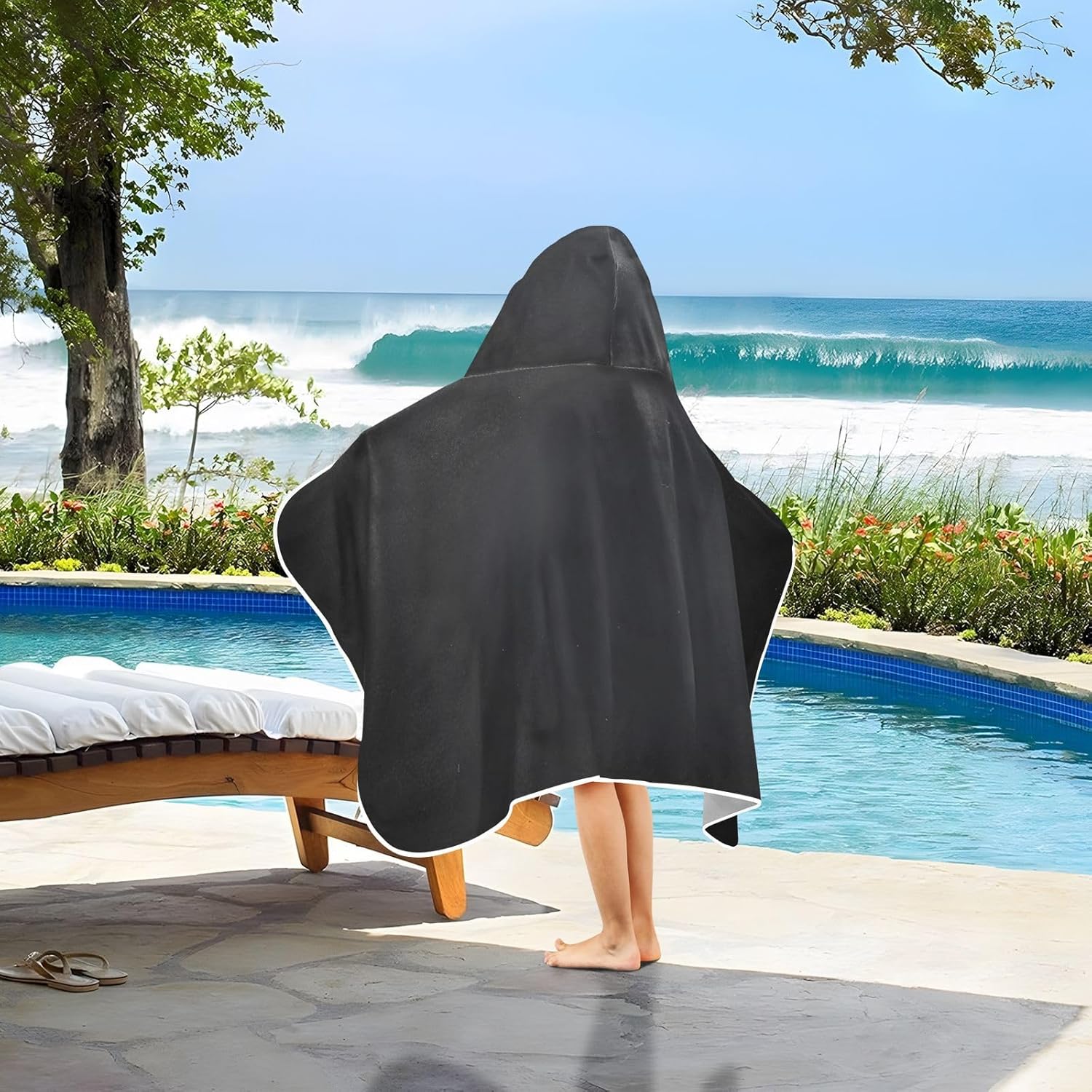 Xigua Abstract Gradient Black Kids Hooded Towel