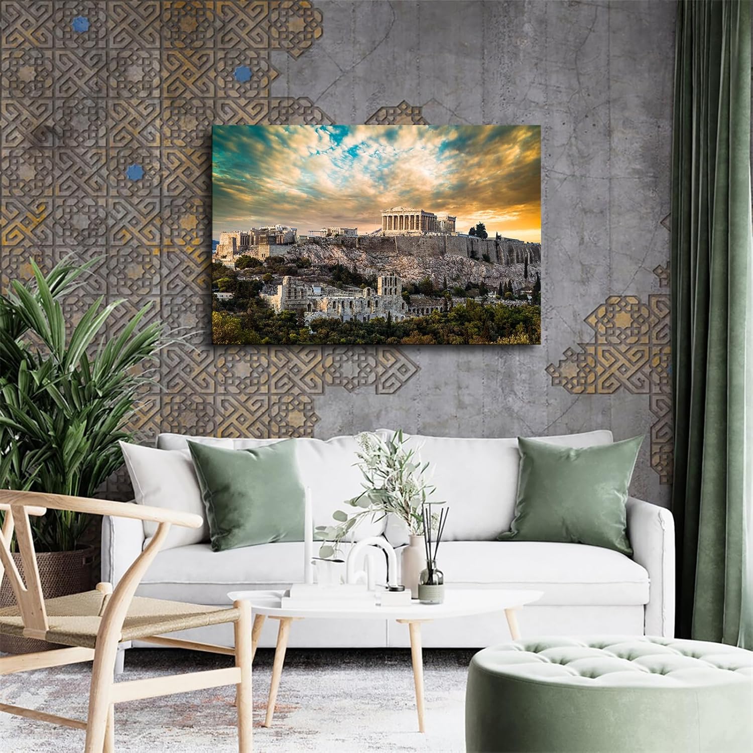 Greece Athens Ancient City Landscape Framed Poster Canvas Wall Art Print 16x24inch