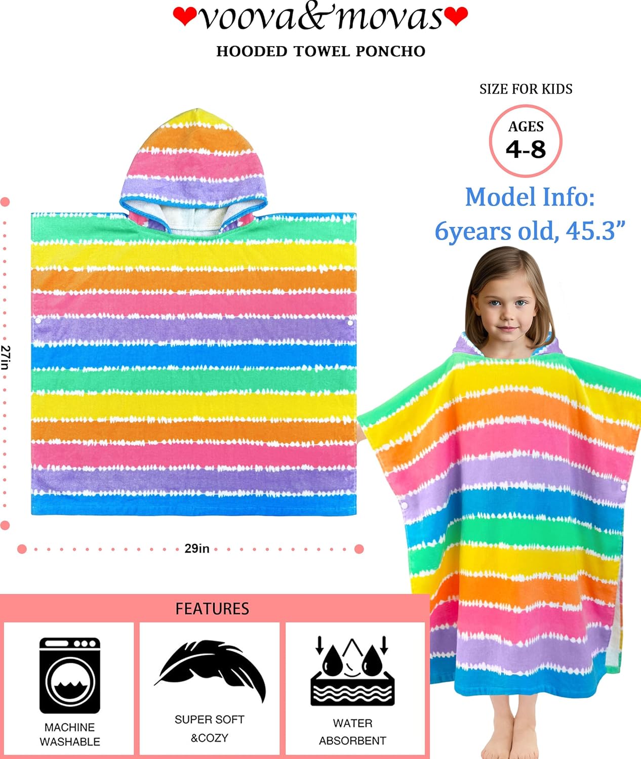 VOOVA MOVAS Toddler Beach Towel with Hood