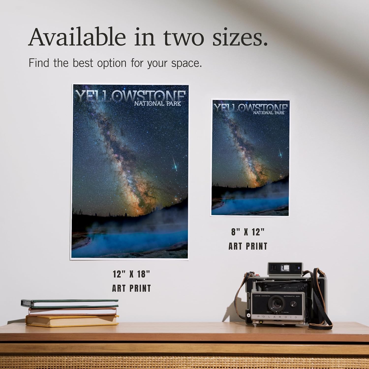 Lantern Press 8x12 Art Print Yellowstone Night Sky Old Faithful