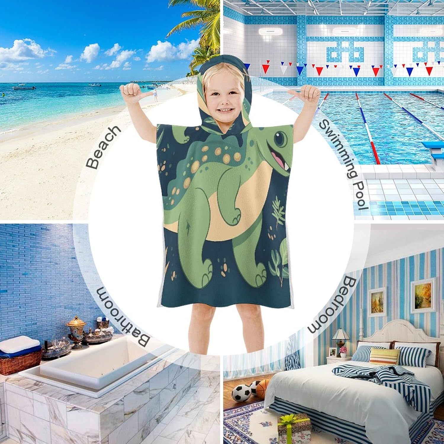 Cute Dinosaur Kids Hooded Bath Towel