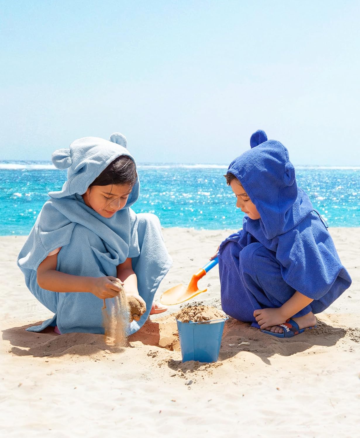 MissShorthair Kids Hooded Microfiber Towel Poncho
