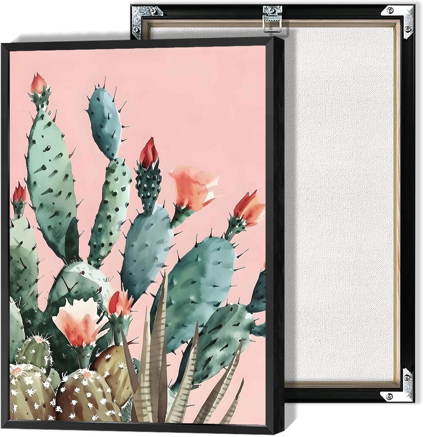 Vintage Desert Landscape Cactus Poster 16x24in Framed