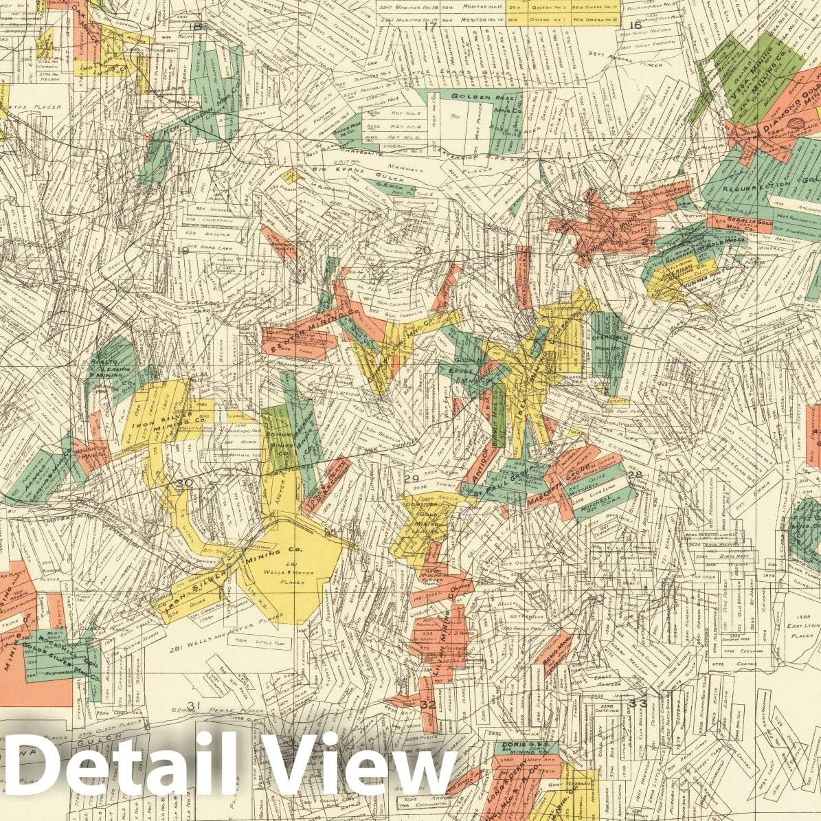 Historic Map Leadville Mining District 1901 Wall Art 44x54