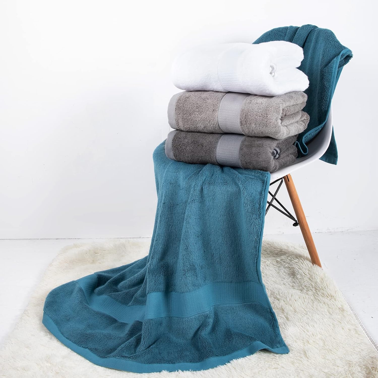 CANFOISON Extra Large Bath Towel - Dark Grey 35 x 70