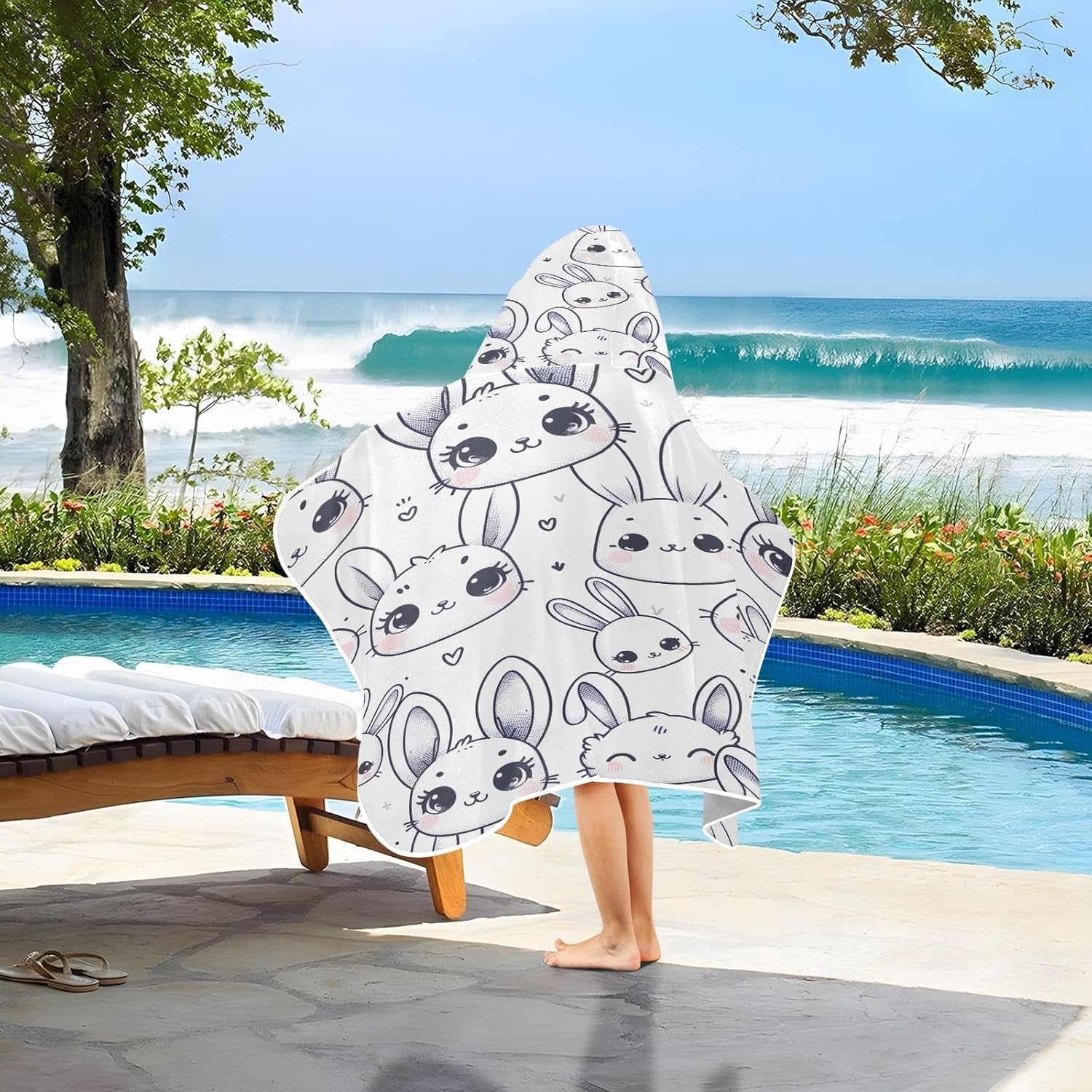 Toddler Beach Towel Hooded Soft Pool Towel for Kids