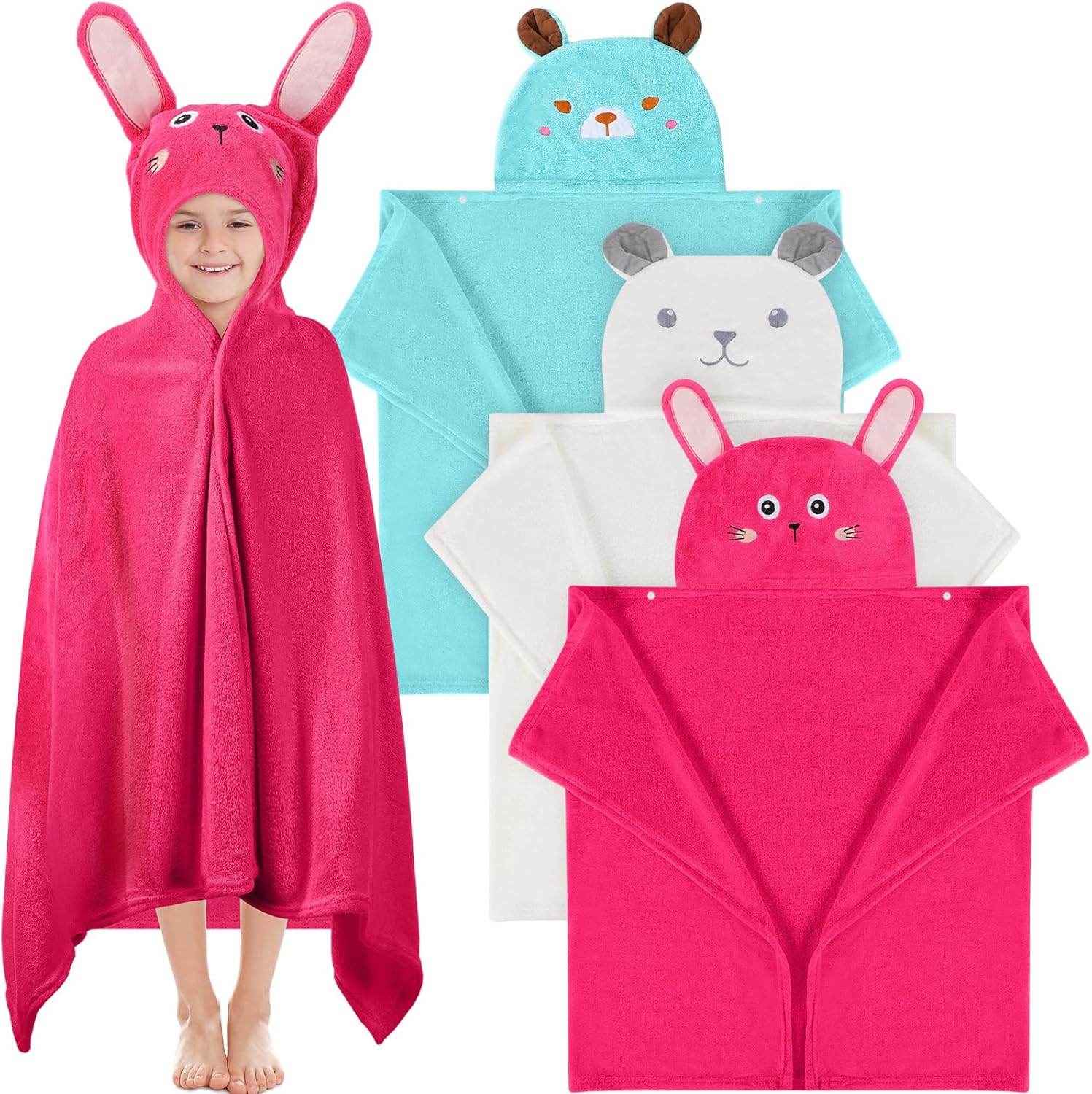 Moukeren 3 Pcs Hooded Towel for Kids