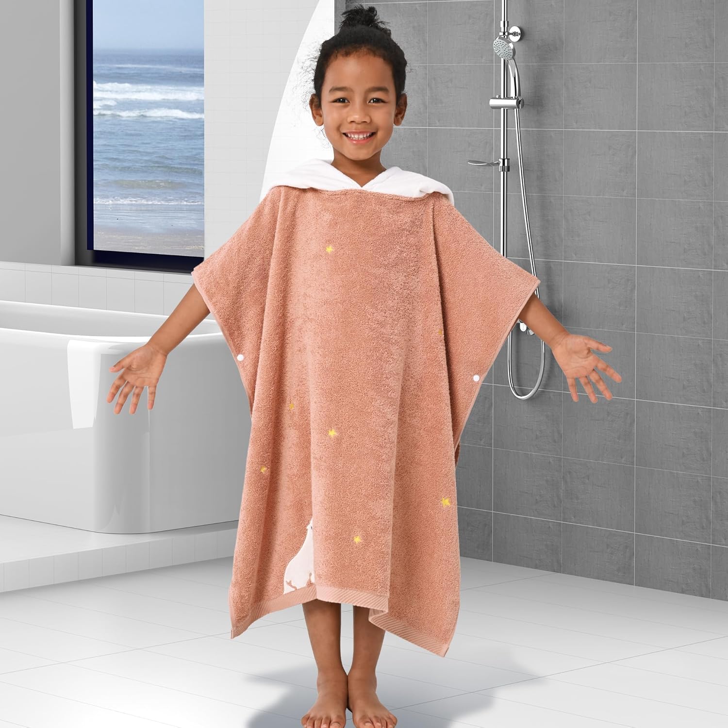 VOOVA MOVAS Toddler Bath Towel Set - 3-6 Years Cute Bear Design