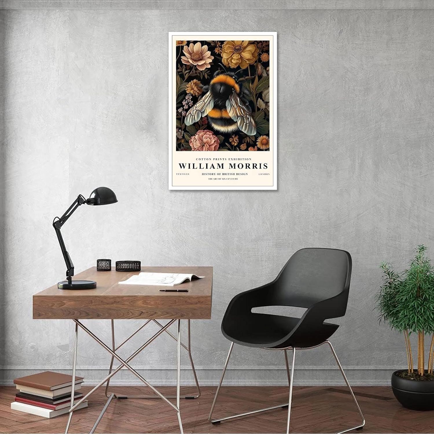 Retro Floral Wasp Poster 16x24in Unframed