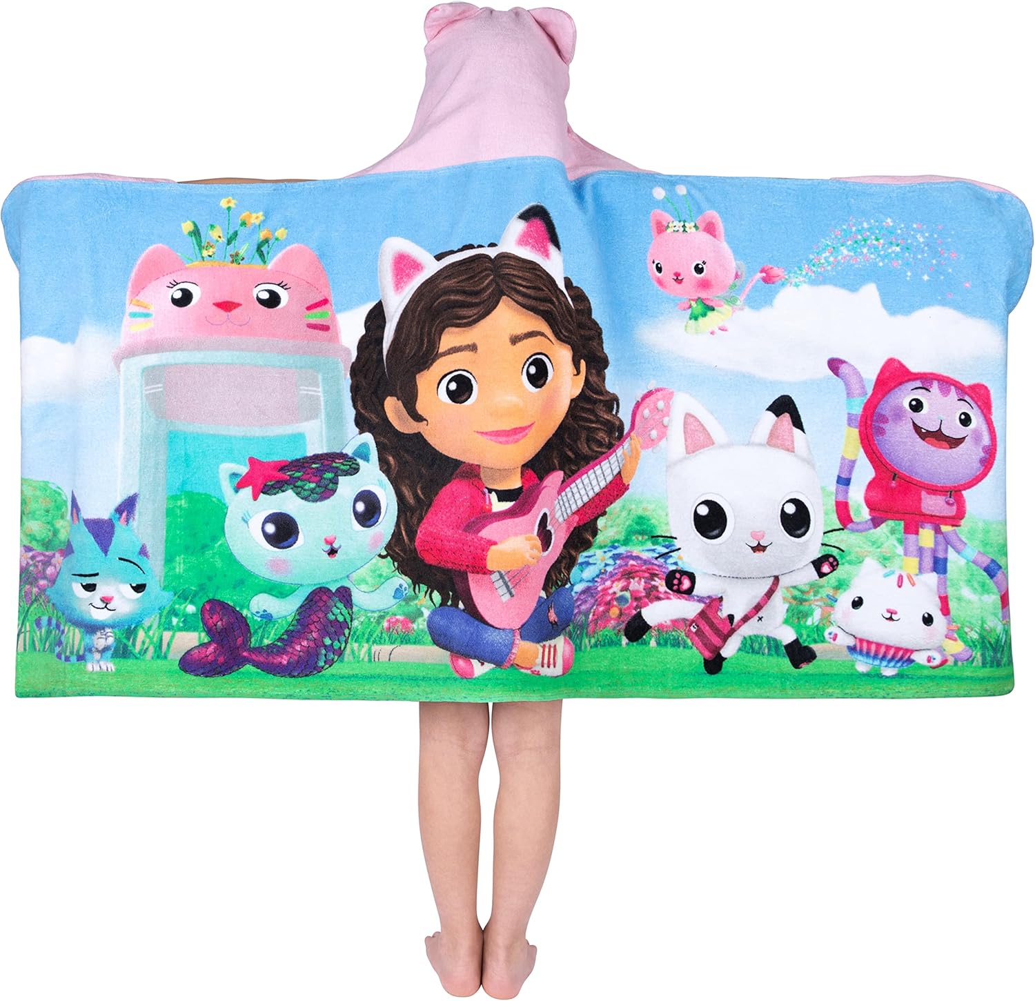 Franco Kids DreamWorks Gabbys Dollhouse Hooded Bath Towel Wrap
