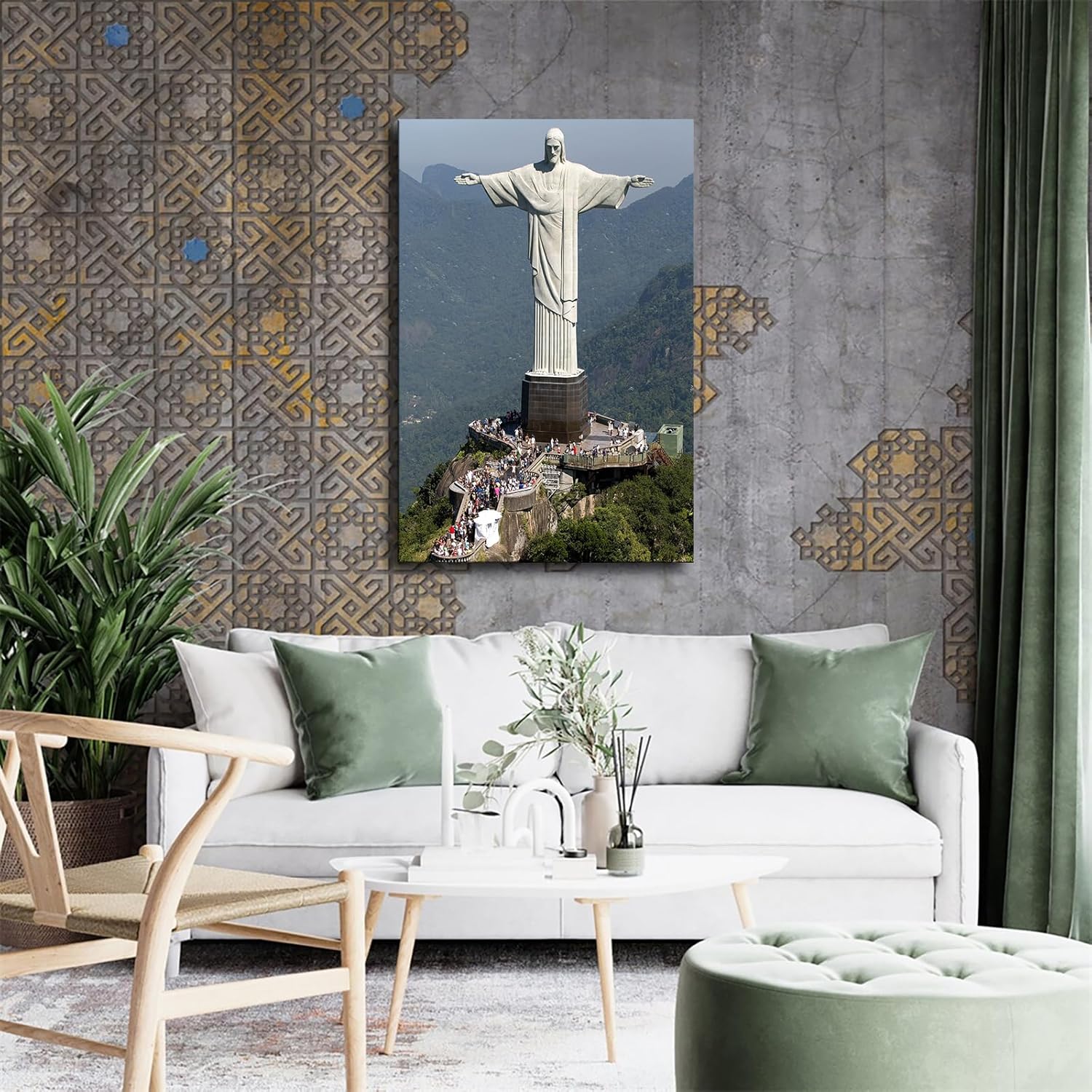 Christ The Redeemer Statue Poster 20x30 Inch Framed Canvas Wall Art Print