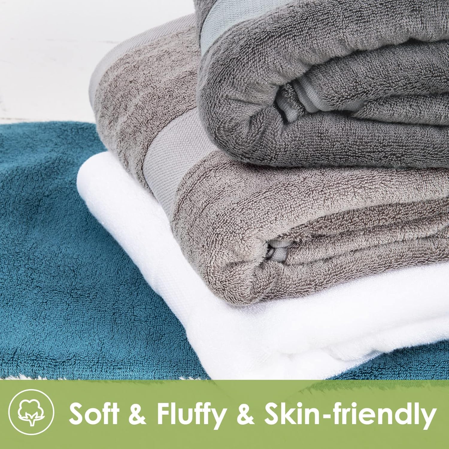 CANFOISON Extra Large Bath Towel - Dark Grey 35 x 70